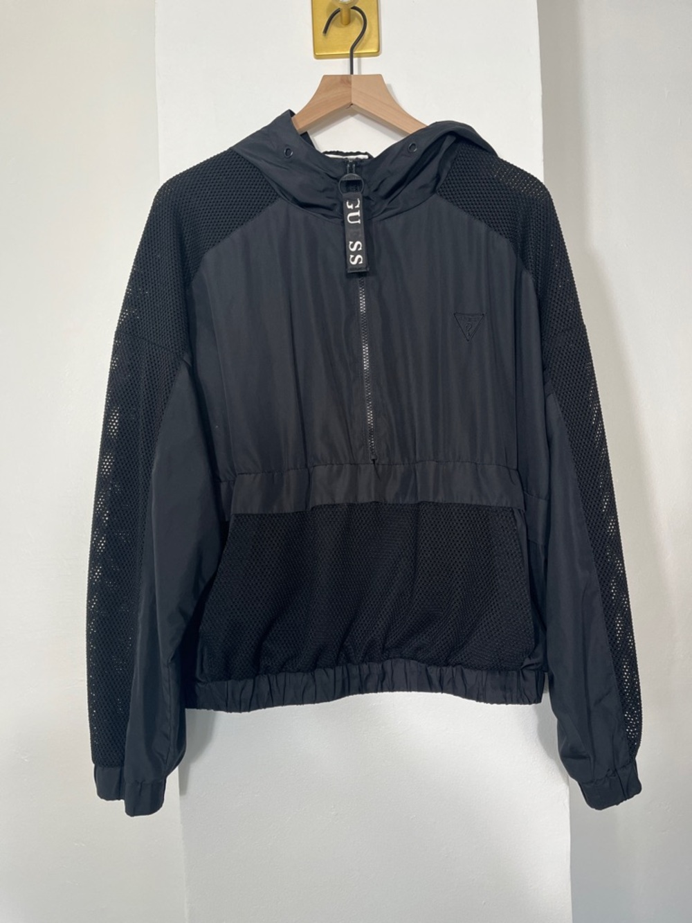 Guess Black Hooded Mesh Jacket
